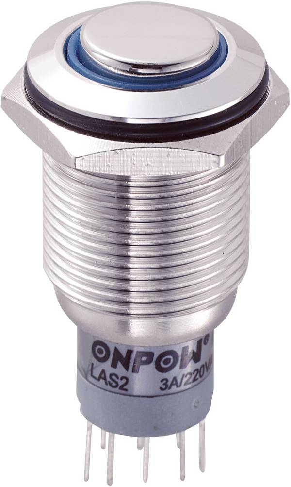 TRU COMPONENTS 701808 LAS2GQH-22E/B/12V/S/P Vandalismusgeschützter Drucktaster 250 V/AC 3 A 2 x Ein/(Ein) tastend Blau  IP65 1 St.