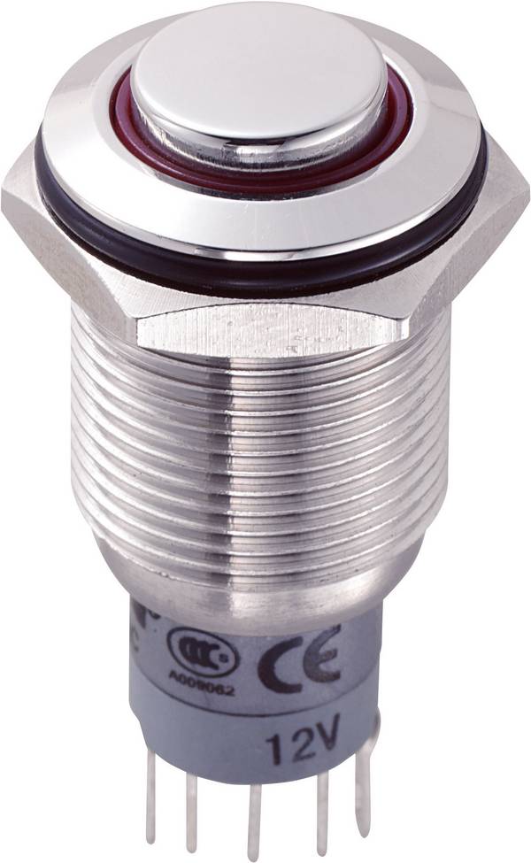 TRU COMPONENTS 701820 LAS2GQH-11ZE/R/12V/S/P Vandalismusgeschützter Druckschalter 250 V/AC 3 A 1 x Ein/Ein rastend Rot 1 St.