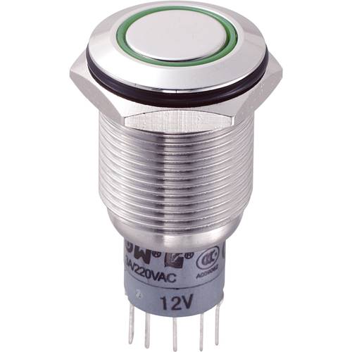 TRU COMPONENTS 701833 LAS2GQF-22E/G/12V/S/P Vandalismusgeschützter Drucktaster 250 V/AC 3 A 2 x Ein/(Ein) tastend Grün 1...