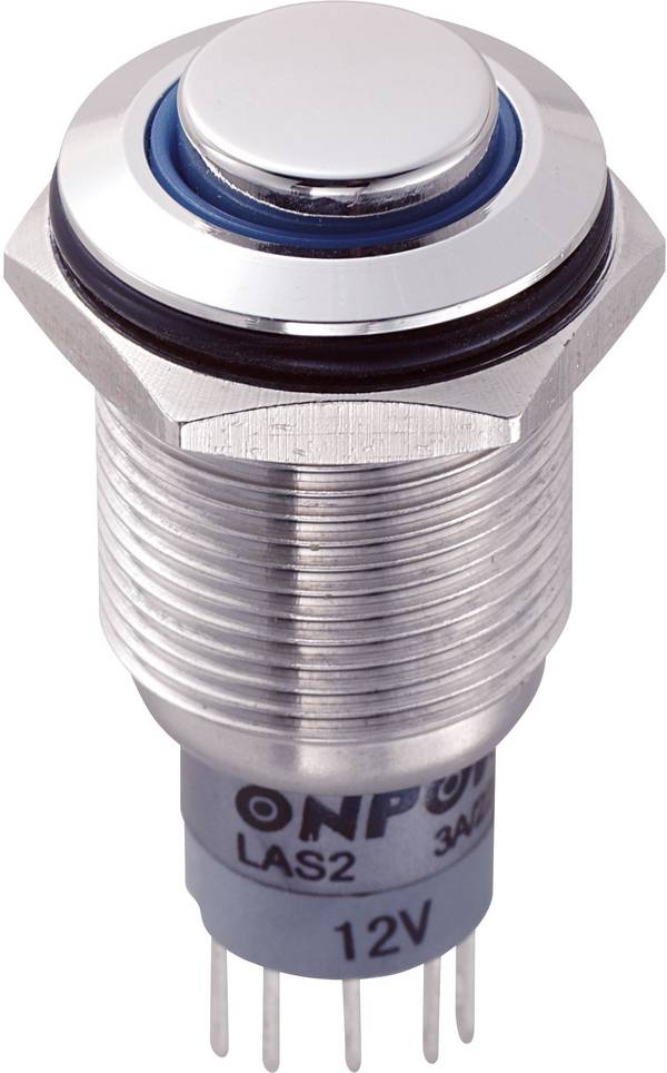 TRU COMPONENTS 701834 LAS2GQH-11ZE/B/12V/S/P Vandalismusgeschützter Druckschalter 250 V/AC 3 A 1 x Ein/Ein rastend Blau   1 St.