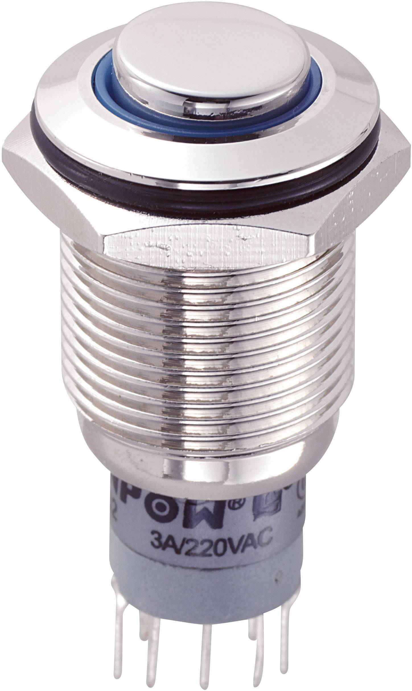 TRU COMPONENTS 701835 LAS2GQH-22ZE/B/12V/N/P Vandalismusgeschützter Druckschalter 250 V/AC 3 A 2 x Ein/Ein rastend Blau 