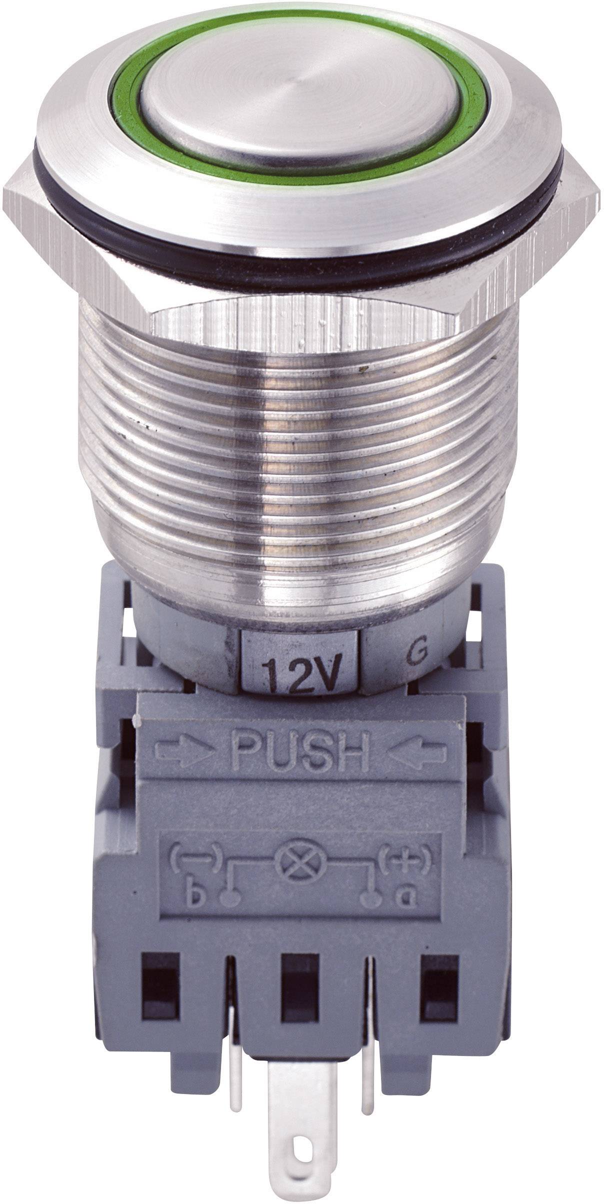 TRU COMPONENTS 701856 LAS1-BGQ-11E/G/12V Vandalismusgeschützter Drucktaster 250 V/AC 5 A 1 x Aus/(Ein) tastend Grün IP67