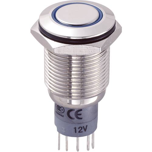TRU COMPONENTS 701857 LAS2GQF-11E/B/12V/N/P Vandalismusgeschützter Drucktaster 250 V/AC 3 A 1 x Ein/(Ein) tastend Blau I...