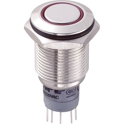 TRU COMPONENTS 701859 LAS2GQF-22ZE/R/12V/N/P Vandalismusgeschützter Druckschalter 250 V/AC 3 A 2 x Ein/Ein rastend Rot 1...