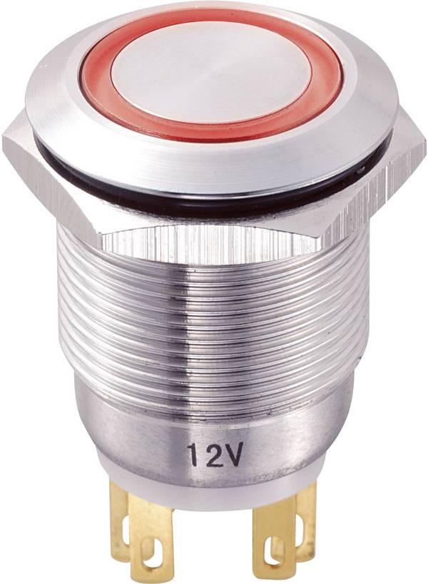 TRU COMPONENTS TC-8831256 LAS1-GQ-11E/R/12V Vandalismusgeschützter Drucktaster 250 V/AC 5 A 1 x Aus/(Ein) tastend Rot  IP65 1 St.