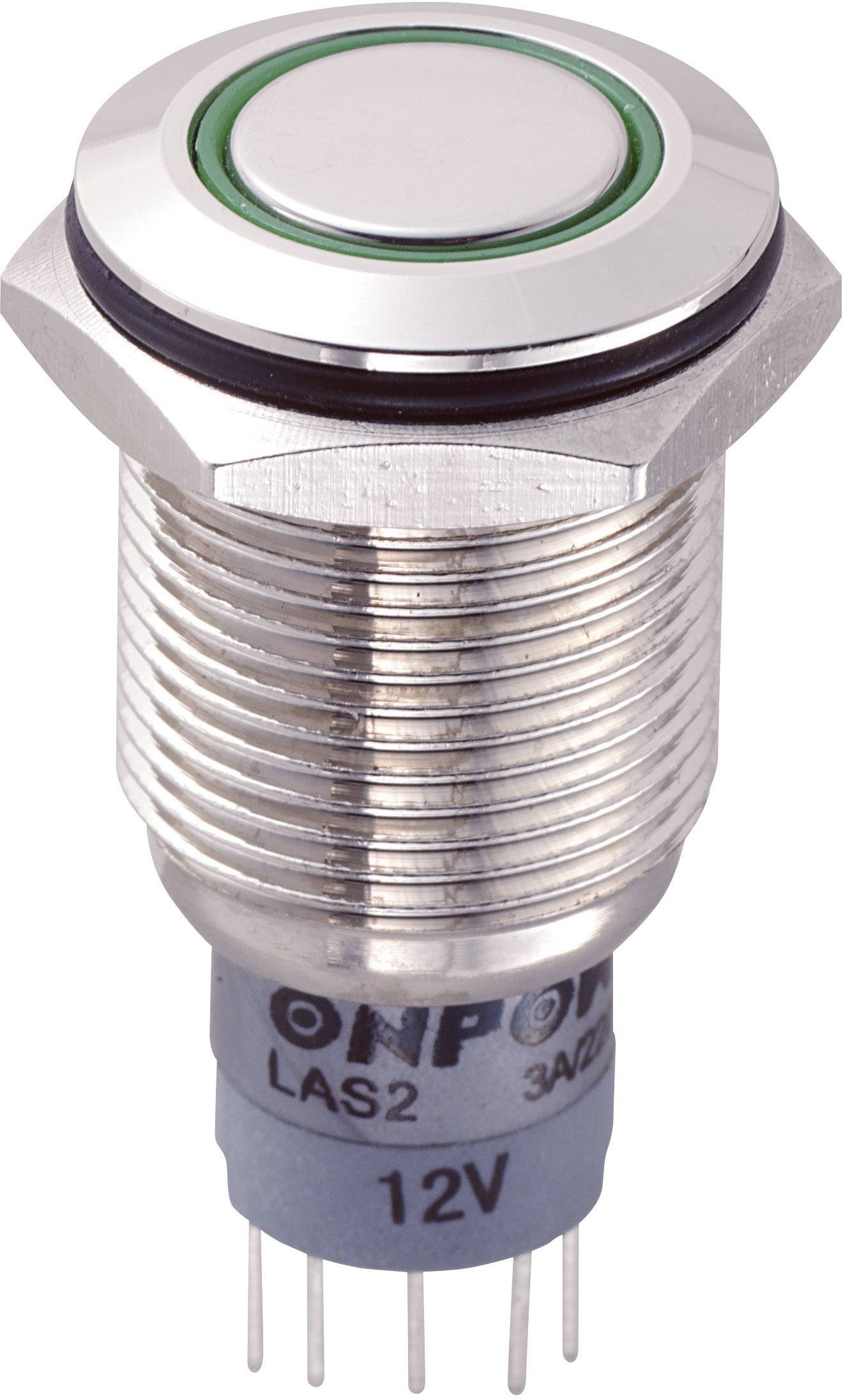 TRU COMPONENTS 701870 LAS2GQF-11E/G/12V/N/P Vandalismusgeschützter Drucktaster 250 V/AC 3 A 1 x Ein/(Ein) tastend Grün I