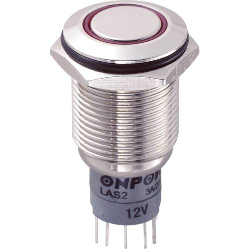 TRU COMPONENTS 701882 LAS2GQF-11E/R/12V/N/P Vandalismusgeschützter Drucktaster 250 V/AC 3 A 1 x Ein/(Ein) tastend Rot IP...