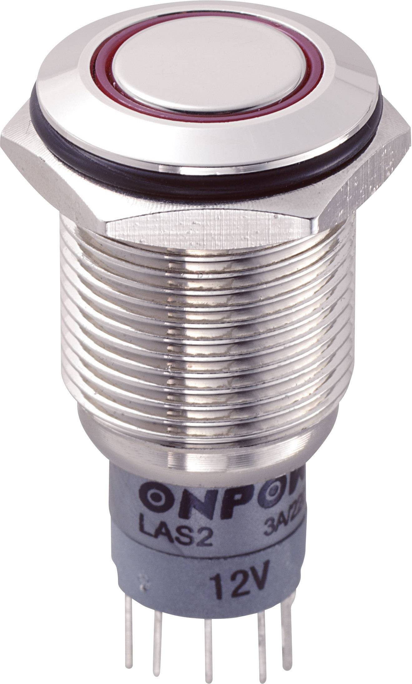 TRU COMPONENTS 701882 LAS2GQF-11E/R/12V/N/P Vandalismusgeschützter Drucktaster 250 V/AC 3 A 1 x Ein/(Ein) tastend Rot IP