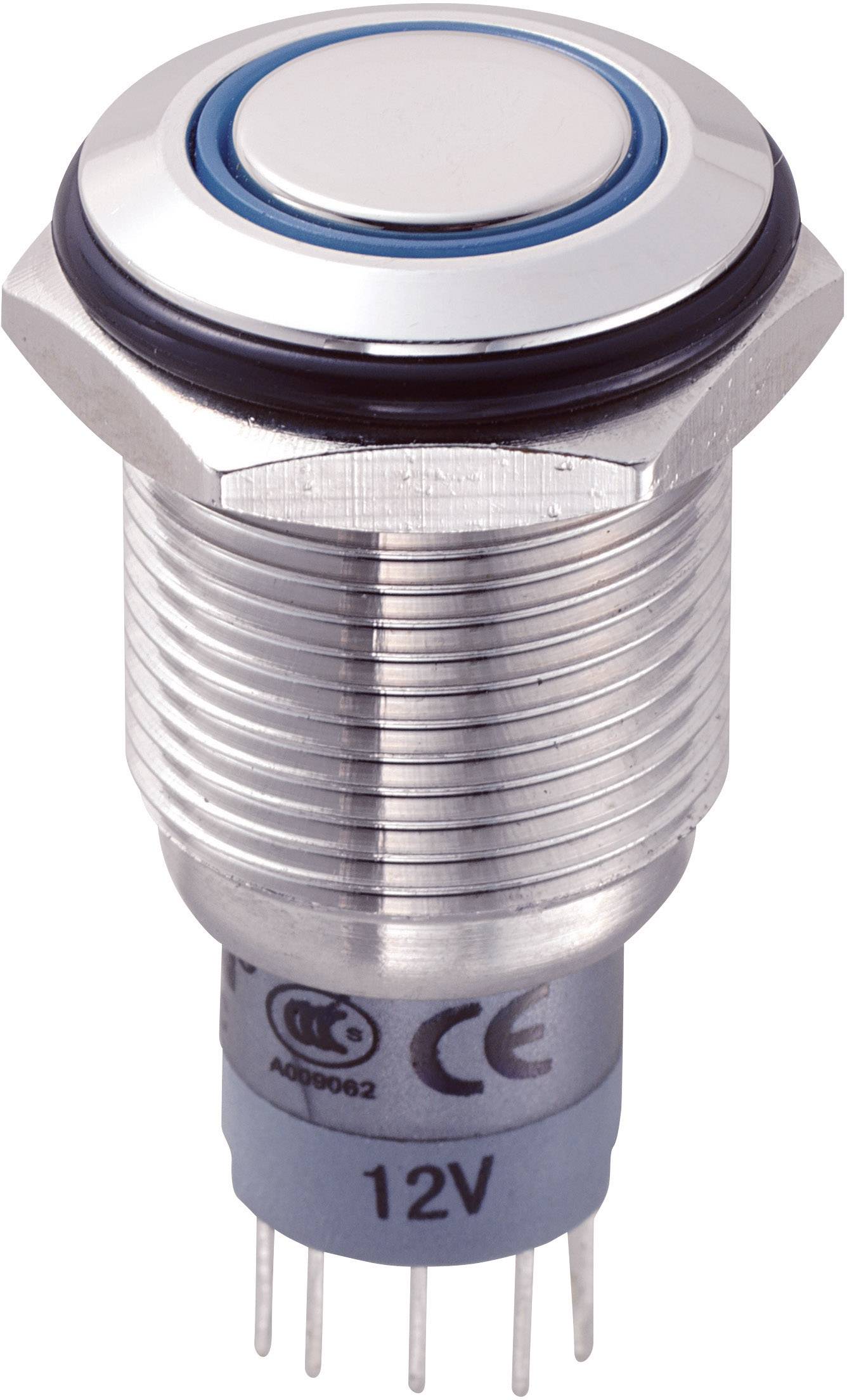 TRU COMPONENTS 701895 LAS2GQF-11E/B/12V/S/P Vandalismusgeschützter Drucktaster 250 V/AC 3 A 1 x Ein/(Ein) tastend Blau 1