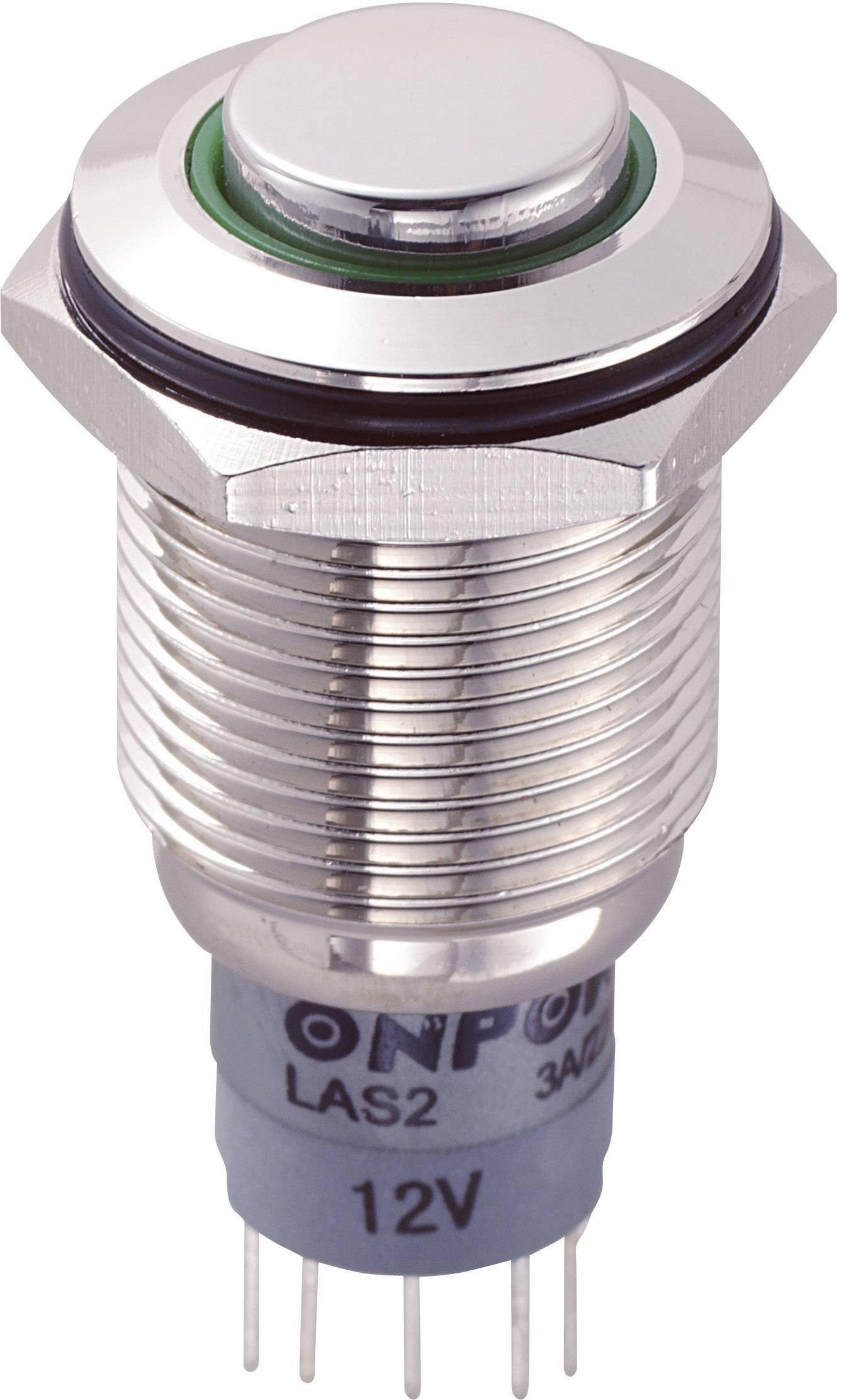 TRU COMPONENTS 701897 LAS2GQH-11E/G/12V/N/P Vandalismusgeschützter Drucktaster 250 V/AC 3 A 1 x Ein/(Ein) tastend Grün 1