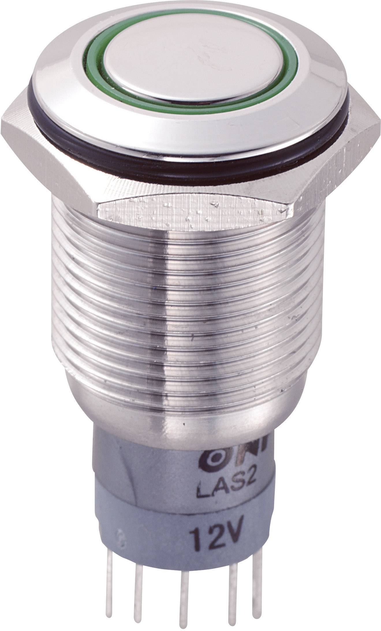 TRU COMPONENTS 701907 LAS2GQF-11E/G/12V/S/P Vandalismusgeschützter Drucktaster 250 V/AC 3 A 1 x Ein/(Ein) tastend Grün 1