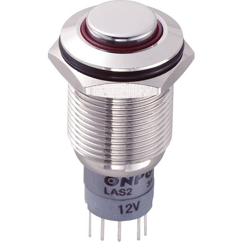 TRU COMPONENTS 701909 LAS2GQH-11E/R/12V/N/P Vandalismusgeschützter Drucktaster 250 V/AC 3 A 1 x Ein/(Ein) tastend Rot 1 ...