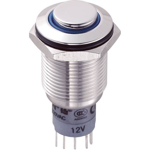 TRU COMPONENTS 701921 LAS2GQH-11E/B/12V/S/P Vandalismusgeschützter Drucktaster 250 V/AC 3 A 1 x Ein/(Ein) tastend Blau 1...