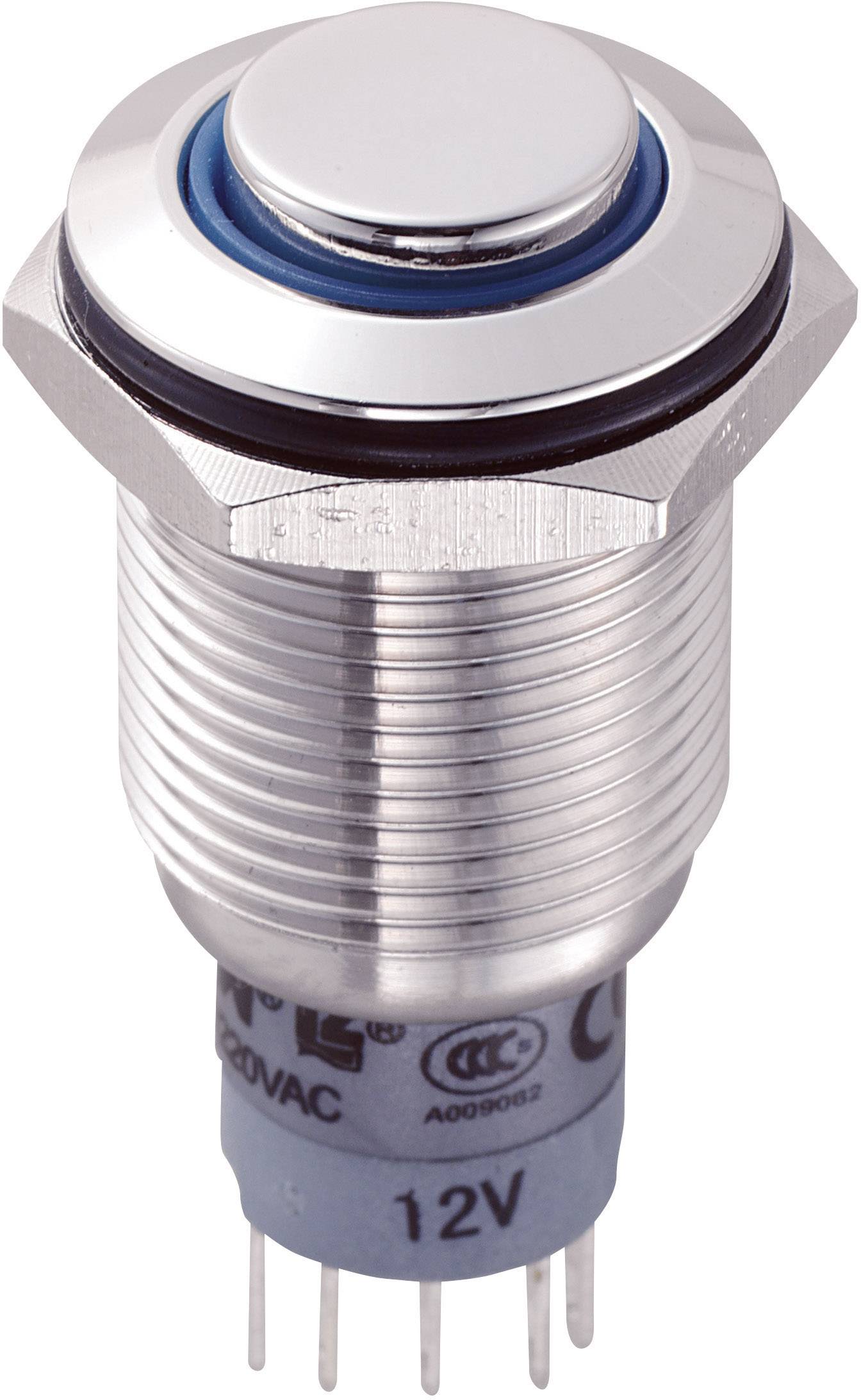 TRU COMPONENTS 701921 LAS2GQH-11E/B/12V/S/P Vandalismusgeschützter Drucktaster 250 V/AC 3 A 1 x Ein/(Ein) tastend Blau 1