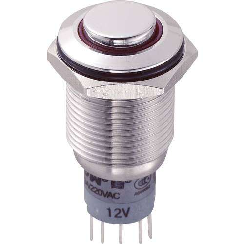 TRU COMPONENTS 701945 LAS2GQH-11E/R/12V/S/P Vandalismusgeschützter Drucktaster 250 V/AC 3 A 1 x Ein/(Ein) tastend Rot 1 ...