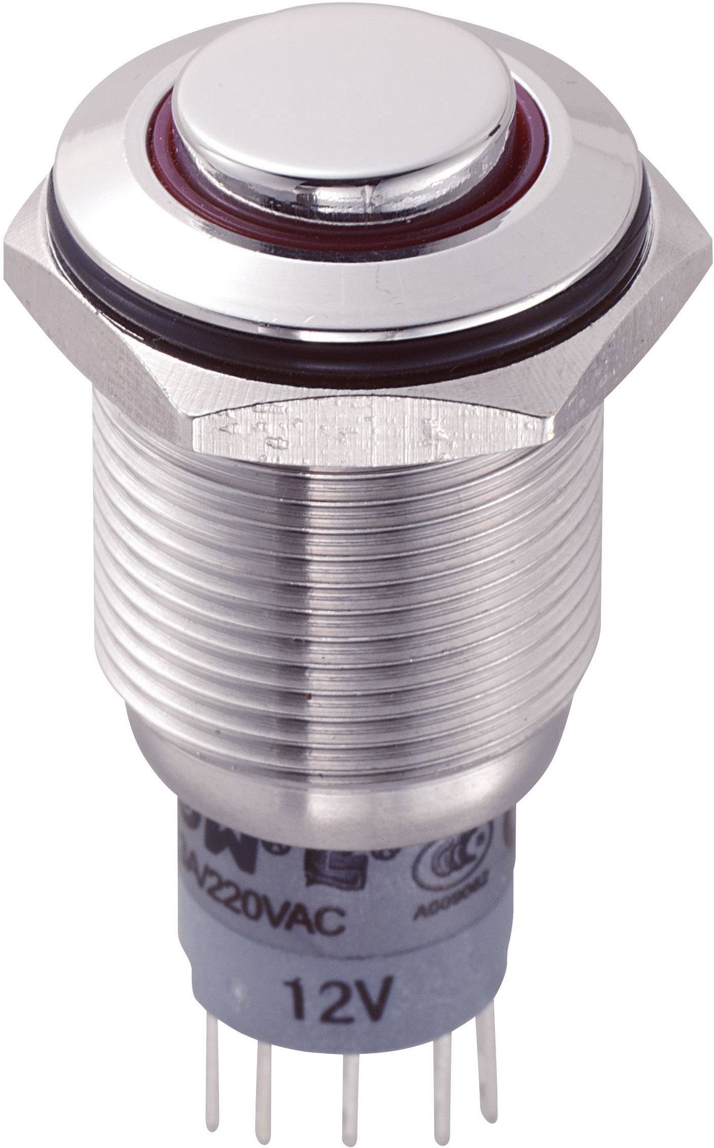 TRU COMPONENTS 701945 LAS2GQH-11E/R/12V/S/P Vandalismusgeschützter Drucktaster 250 V/AC 3 A 1 x Ein/(Ein) tastend Rot 1 