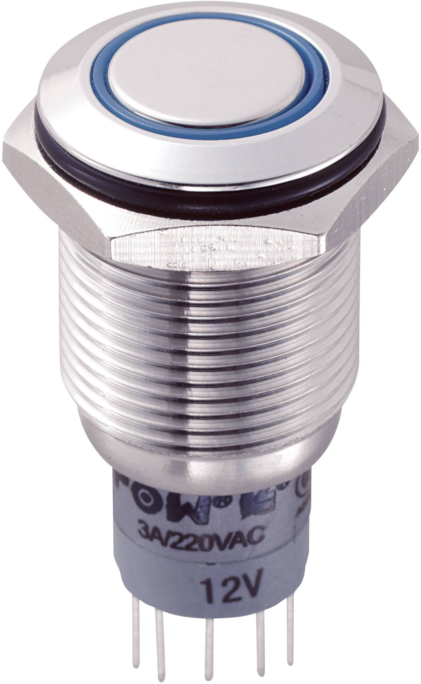 TRU COMPONENTS 701958 LAS2GQF-22E/B/12V/S/P Vandalismusgeschützter Drucktaster 250 V/AC 3 A 2 x Ein/(Ein) tastend Blau 1