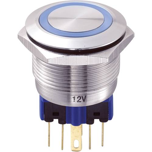 TRU COMPONENTS 701965 GQ22-11E/B/12V Vandalismusgeschützter Drucktaster 250 V/AC 5 A 1 x Ein/(Ein) tastend Blau IP65 1 S...