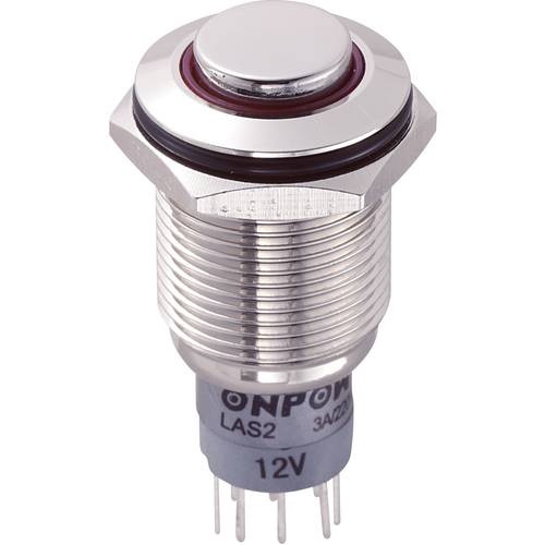 TRU COMPONENTS 701982 LAS2GQH-22E/R/12V/N/P Vandalismusgeschützter Drucktaster 250 V/AC 3 A 2 x Ein/(Ein) tastend Rot 1 ...