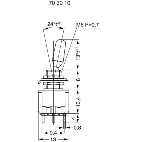 Miyama 703117 MS 500-BC-J Kippschalter 125 V/AC 6 A 2 x (Ein)/Aus/(Ein) tastend/0/tastend 1 St.