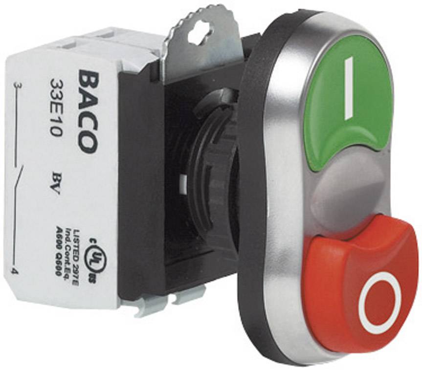 BACO Doppeldrucktaster Frontring Kunststoff, verchromt Grün, Rot BACO L61QB21A 1 St.