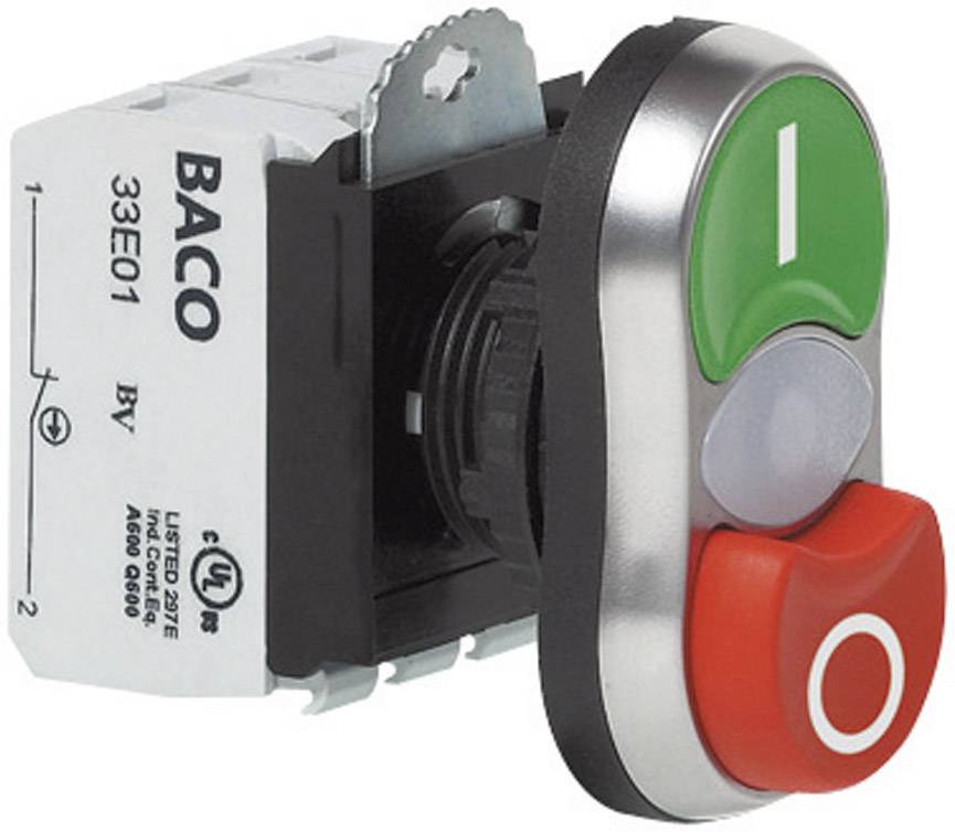 BACO Doppeldrucktaster Frontring Kunststoff, verchromt Grün, Rot BACO L61QK21L 1 St.