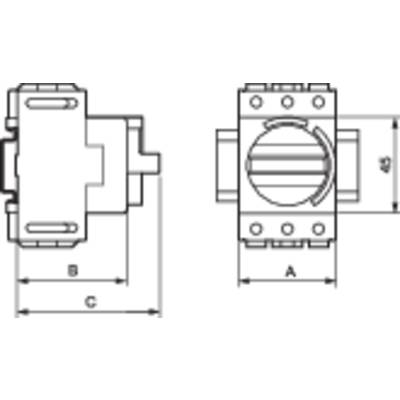 ASCII-Diagramm mit zwei technischen Zeichnungen nebeneinander, zeigt verschiedene Ansichten eines mechanischen Geräts.
