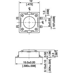 Image of Diptronics DTSM-21N-V-B Drucktaster 12 V/DC 0.05 A 1 x Aus/(Ein) tastend (L x B x H) 12 x 12 x 4.3 mm 1 St.
