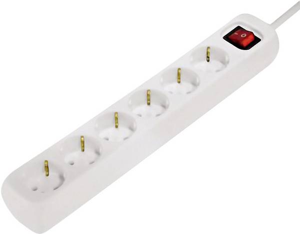 hama 00030533 Steckdosenleiste 6-fach, mit Schalter, 3 m, Weiß