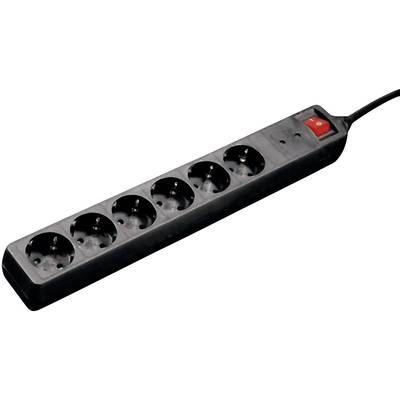 hama 00047779 Steckdosenleiste, 6-fach, mit Überspannungsschutz, 1,4 m, Schwarz