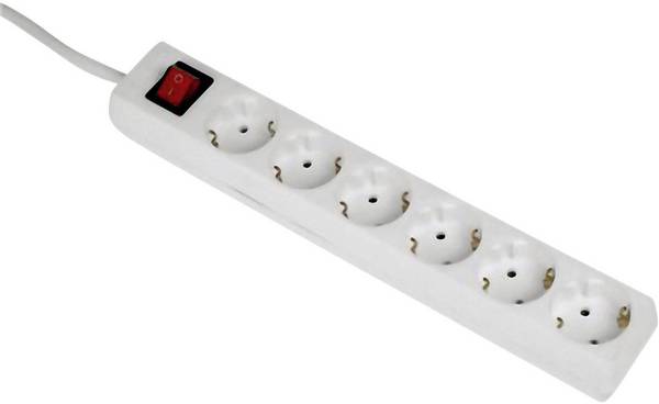 hama 00108833 Steckdosenleiste, 6-fach, mit Schalter, 5 m, Weiß