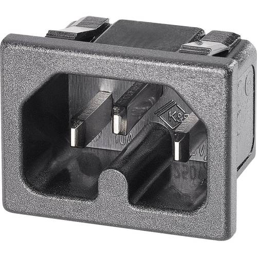 K & B 42R023211V01 Warmgeräte-Steckverbinder 42R Stecker, Einbau vertikal Gesamtpolzahl: 2 10 A Schwarz 1 St.