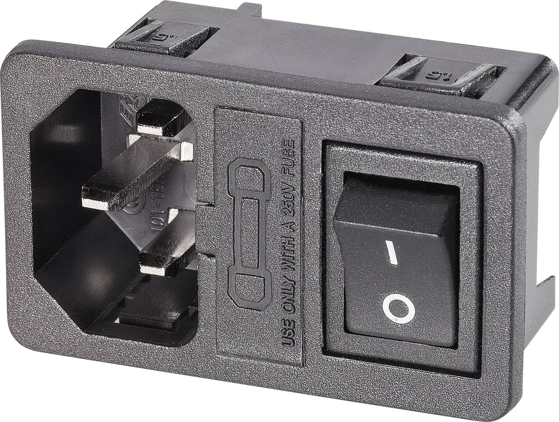 K & B 59JR101-1FRS150 Kaltgeräte-Steckverbinder 59JR Stecker, Einbau vertikal Gesamtpolzahl: 2 + PE Schwarz 1 St.