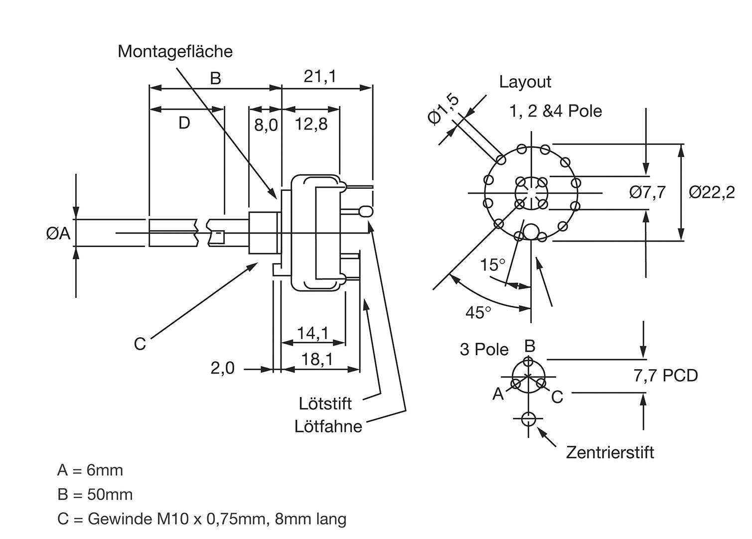 Drehschalter 12 Stellungen löt 1 A 250 Vac/dc 1 polig-4