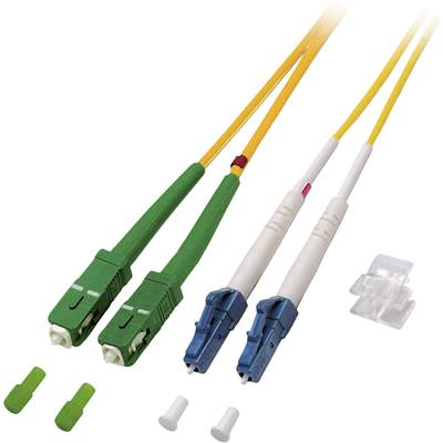 Duplex Patchkabel LC-SC/APC OS2 G652D, 15m LSZH 2mm gelb Glasfaserverkabelung Glasfaser OS2-0