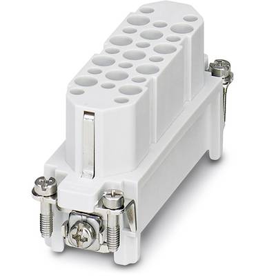 Ein weißer elektrischer Steckverbinder mit mehreren runden Steckplätzen, gesichert durch Schrauben an den Ecken.