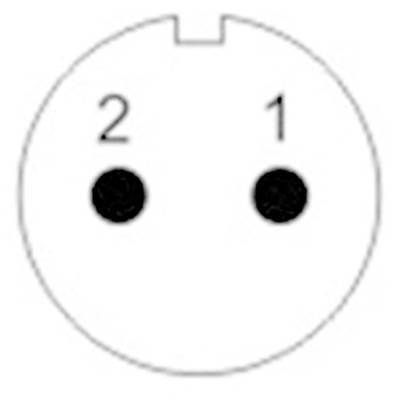Steckdose mit zwei runden Löchern, nummeriert mit '1' und '2'.