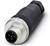 Steckerverbinder mit schwarzem Kunststoffgehäuse und Metallgewinde; geeignet für industrielle Anwendungen.
