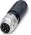 Ein fünfpoliger elektrischer Stecker mit schwarzem Gehäuse und metallischer Verbindungsvorrichtung, geeignet für industrielle Anwendungen.