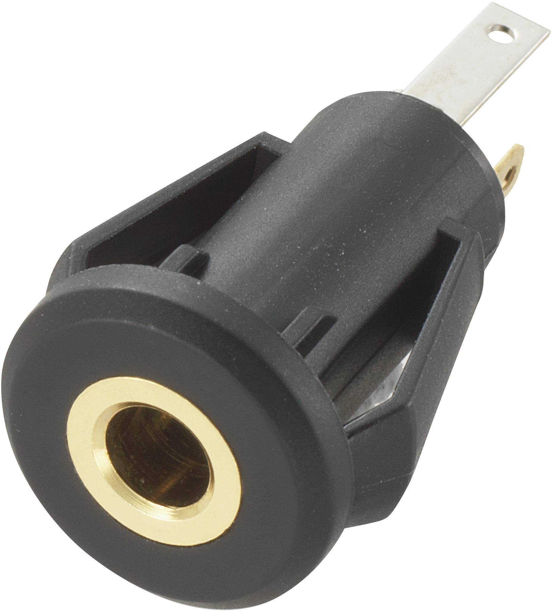 TRU COMPONENTS 718587 Jack-stik 3,5 mm Tilslutning, indbygning lodret Poltal: 3 Stereo Sort 1 stk