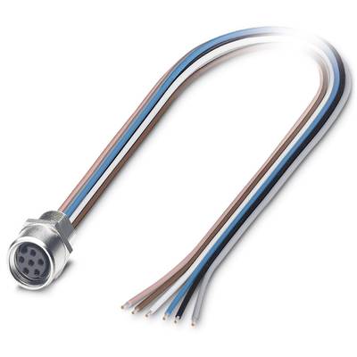 Mehradriges Kabel mit rundem Steckverbinder, geeignet für industrielle Anwendungen, zeigt blanke Drähte an einem Ende.