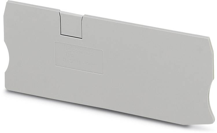 Grauer Kunststoff-Deckel mit rechteckiger Form und minimalem Design, möglicherweise für die Abdeckung von elektrischen Komponenten.