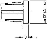 Technische Zeichnung eines Zylinders mit einer Länge von 3 mm und einem Durchmesser von 12,5 mm.