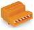 Oranger Steckverbinder mit mehreren Anschlussklemmen, geeignet für elektrische Verbindungen. Sichtbar sind fünf weiße Kontakte.