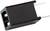Schwarzer rechteckiger Steckverbinder mit zwei Metallstiften, geeignet für elektronische Anwendungen.