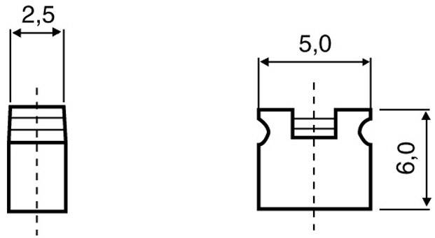 Technische Zeichnung zweier Bauteile mit Abmessungen: Links 2,5 Einheiten Breite, rechts 5,0 Einheiten Breite, 6,0 Einheiten Höhe.