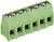 Grüner fünffacher Steckklemmenblock für elektrische Verbindungen, geeignet für die Befestigung auf einer Platine.