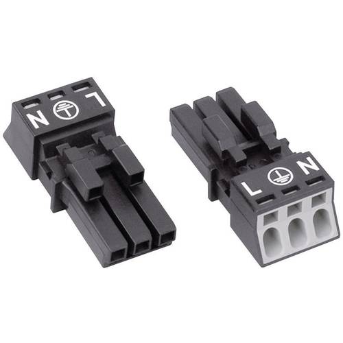WAGO 890-203 Netz-Steckverbinder WINSTA MINI Buchse, gerade Gesamtpolzahl: 2 + PE 16 A Schwarz 1 St.