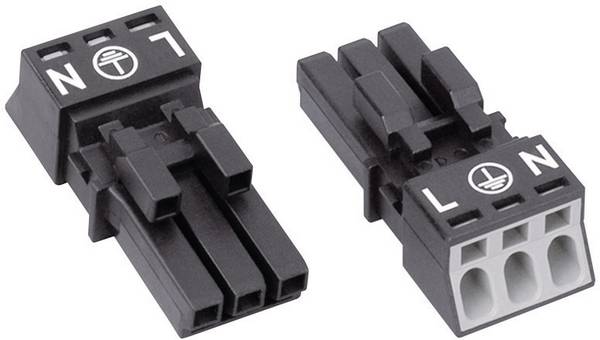 WAGO 890-203 Netz-Steckverbinder WINSTA MINI Buchse, gerade Gesamtpolzahl: 2 + PE 16 A Schwarz 1 St. Piece