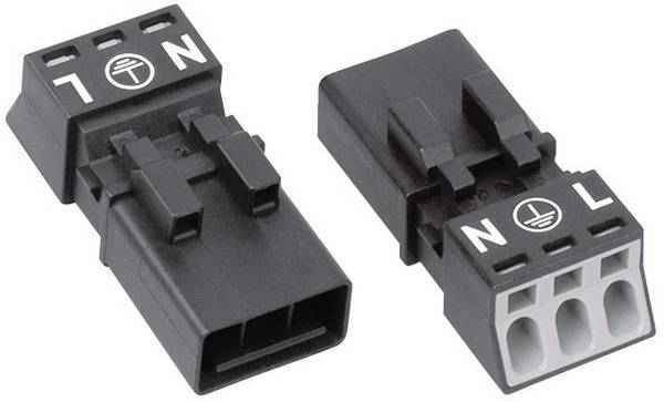 WAGO 890-213 Netz-Steckverbinder WINSTA MINI Stecker, gerade Gesamtpolzahl: 2 + PE 16 A Schwarz 1 St. Piece